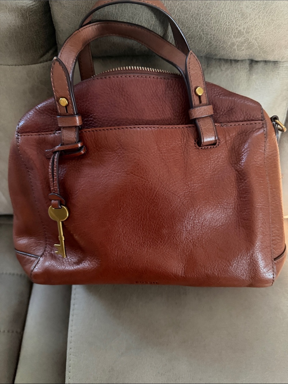 Fossil Women's Leather Shoulder Bag in Cognac - Picture 6 of 9